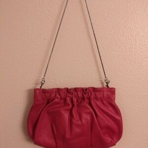 Glint Women’s Red Leather Clutch Shoulder Bag Mini Purse Handbag